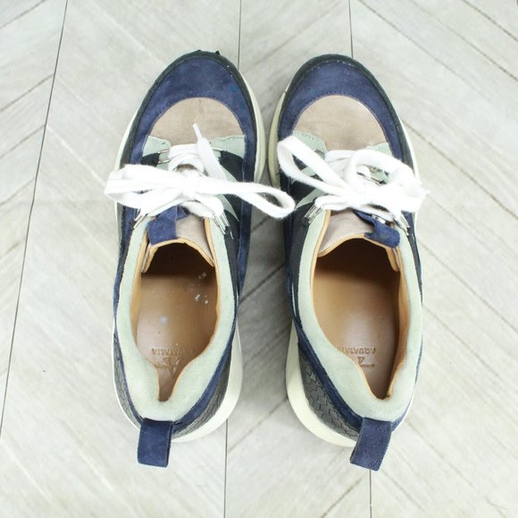 AQUATALIA Blue Leather & Suede Waterproof Lace-up Sneaker Shoes Size 7.5 - Picture 6 of 9